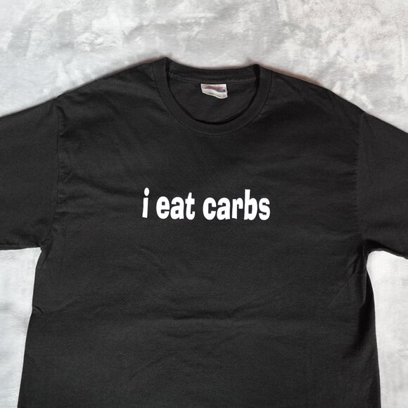 Vintage I Eat Carbs T Shirt Mens Medium Funny Humor Black Y2K - Picture 2 of 7